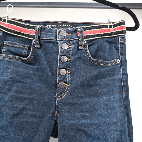 Veronica Beard Size 27 Carolyn 10" Baby Boot Belted Dark Wash Jean - Picture 6 of 11